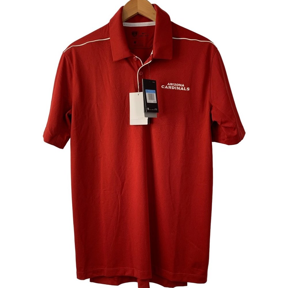 Nike NFL Arizona Cardinals Training Polo Shirt Red Medium NWT Short Sleeve 6606